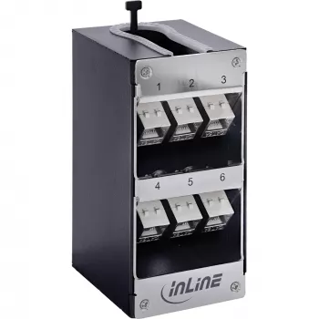 Patch panel keystone InLine 76203O, 6 porturi Cat.6A, montaj pe perete/șină DIN