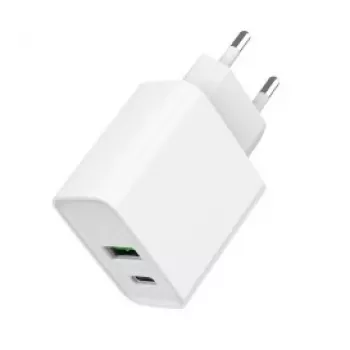 Încărcător rapid USB GEMBIRD - Type-A & C, 2 porturi, 20 W - alb