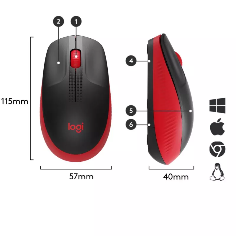 Mouse Logitech M190 wireless USB roșu