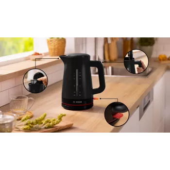 Fierbător electric Bosch MyMoment TWK3M123 — 1,7 L, 2400 W, negru