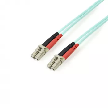 Cablu din fibră optică multimod StarTech.com 2m (6ft) LC/UPC la LC/UPC OM3, cablu duplex complet 50/125µm Zipcord, 100G, pierdere de inserție redusă, cablu jumper din fibră LSZH