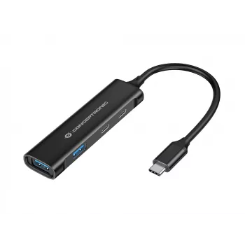 Hub Conceptronic HUBBIES 4 porturi USB 3.0, 2 porturi USB-C și 2 USB-A, carcasă din aluminiu, conector USB-C