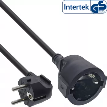 Prelungitor de alimentare InLine tip F în unghi, negru, 20 m