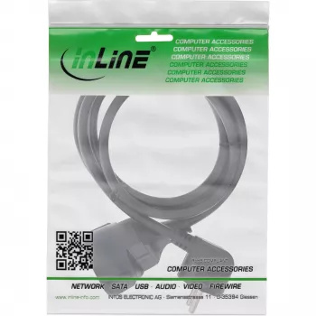 Prelungitor de alimentare InLine tip F în unghi, negru, 20 m