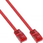 Cablu patch plat ultrasubțire InLine U/UTP Cat.6 compatibil Gigabit roșu 10m