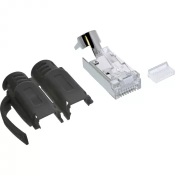 Conector de sertizare InLine Cat.6A RJ45 ecranat, 3 piese negru set de 100