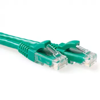 Cablu patch ACT verde 20 metri U/UTP CAT6 cu protecție anti-agățare a clemei, cu conectori RJ45