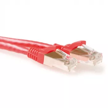 Cablu patch ACT roșu 0,5 metri LSZH SFTP CAT6A cu protecție anti-agățare a clemei, cu conectori RJ45