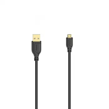 Cablu USB Hama Flexi-Slim USB 2.0 0,75 m Micro-USB A USB A negru