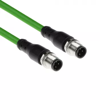 Cablu de senzor ACT Industrial 3,00 metri, M12D cu 4 pini tată la M12D cu 4 pini tată, cablu TPE Superflex Xtreme, ecranat