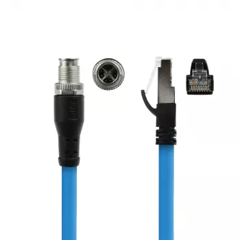 Cablu pentru senzori ACT Industrial 10,00 metri M12X 8 pini tată cu carcasă la RJ45, cablu TPE Superflex SF/UTP, ecranat