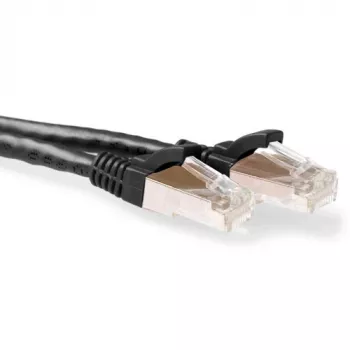 Cablu patch ACT negru 2 metri LSZH SFTP CAT6A cu protecție anti-agățare a clemei cu conectori RJ45