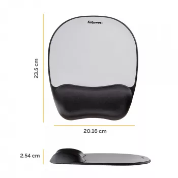Covoraș mouse cu suport pentru încheietură Fellowes - covoraș mouse din spumă cu memorie cu pernă moale - covoraș mouse ergonomic pentru computer, laptop, birou acasă - compatibil cu mouse laser și optic - argintiu