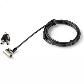 Cablul de securitate universal 3 în 1 pentru laptop StarTech.com de 6,5' (2 m) - cablu de securitate cu cheie pentru laptop/desktop compatibil cu K-Slot, Nano și Wedge Slot - cablu de oțel antifurt cu chei