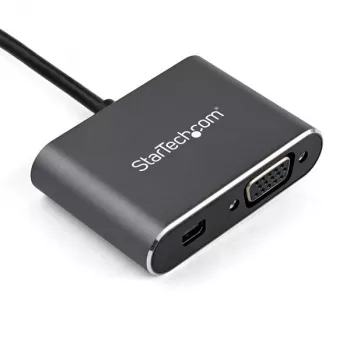 Adaptor video multiport USB-C StarTech.com – adaptor monitor USB-C la Mini DisplayPort 1.2 4K 60Hz sau VGA 1080p – convertor display USB Type-C 2 în 1 MDP HBR2 HDR/VGA – compatibil TB3