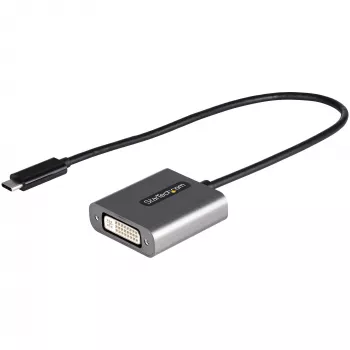 StarTech.com Adaptor USB C la DVI - Adaptor dongle USB-C la DVI-D 1920x1200p - USB Type C la display/monitor DVI - Convertor video - Compatibil Thunderbolt 3 - Cablu atașat de 12 inch - Versiune actualizată a CDP2DVI