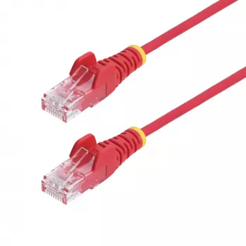 StarTech.com Cablu Ethernet CAT6 slim roșu de 2,5 m, snagless, 100W PoE, UTP, LSZH, fir din cupru pur 28AWG, cablu patch de rețea RJ45 slim cu protecție la întindere, testat individual