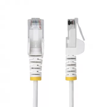 StarTech.com Cablu Ethernet CAT6 slim alb de 50cm, snagless, 100W PoE, UTP, LSZH, fir din cupru pur 28AWG, cablu patch de rețea RJ45 slim cu protecție la întindere, testat individual