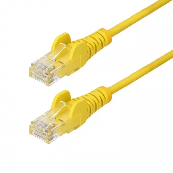 StarTech.com Cablu Ethernet CAT6 slim galben de 5 m, snagless, 100W PoE, UTP, LSZH, fir din cupru pur 28AWG, cablu patch de rețea RJ45 slim cu protecție la întindere, testat individual
