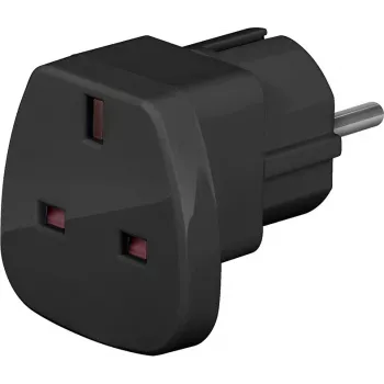 Adaptor de călătorie Wentronic Goobay, negru - ștecher UK > Type F (Type F, CEE 7/7) (94271)