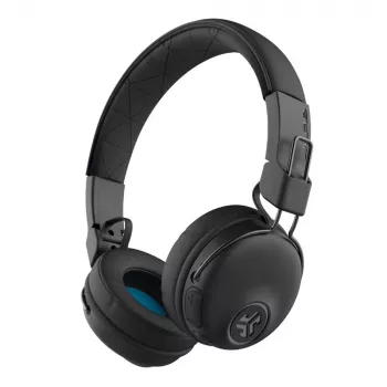 Căști on-ear Bluetooth JLab Studio Wireless negre (autonomie 30 de ore, microfon încorporat, telecomandă)