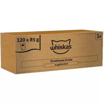 Hrană umedă pentru pisici plicuri Whiskas Drobiowa Uczta în jeleu 120 x 85 g (multipack)