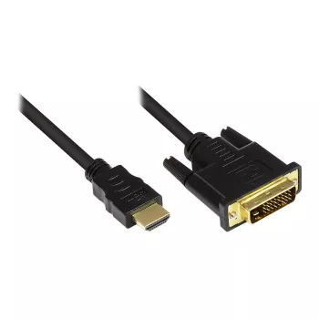 Cablu de conectare HDMI 19 pini tată la DVI-D 24+1 tată, conectori aurii 24K și contacte din cupru, OFC, negru, 5m, Good Connections (GC-M0012)