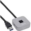 Scanner de amprente USB cu hub InLine 41360K, compatibil Windows Hello, cablu de 1,5 m, argintiu