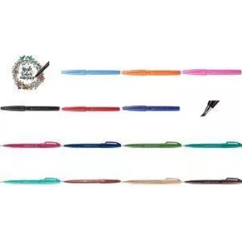 Stilou de caligrafie PENTEL SES15C-Y, cerneală portocalie, pe bază de apă, corp rotund, 1 buc.
