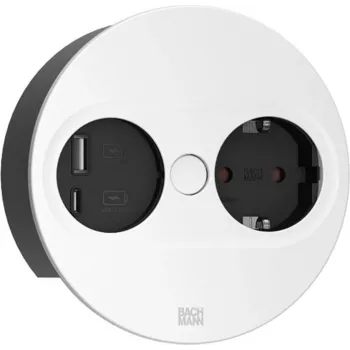 BACHMANN TWIST2 1xCEE7/3 1xUSB A/C 22W rotund alb 0,2 m cu ștecher ISV (BM0010998)