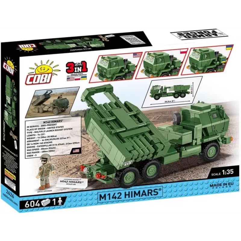 Set de construcție COBI 2626 Armed Forces M142 HIMARS, 604 piese