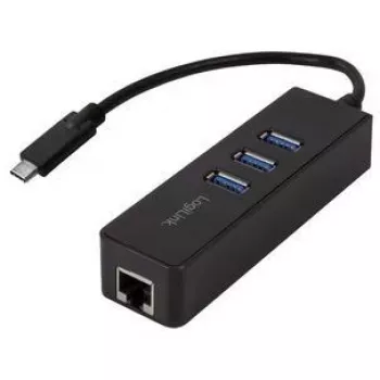 Adaptor LogiLink UA0283 USB-C la Gigabit Ethernet cu 3 x USB 3.0