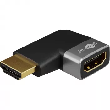 Adaptor unghiular HDMI Goobay 72010 90° orizontal, 8K 60 Hz, aurit, negru/argintiu