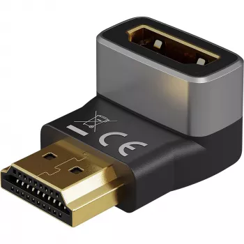 Goobay 72011 HDMI™ Angled Adapter 270° Vertical, 8K @ 60 Hz, Gold-Plated, Black, Silver | Goobay