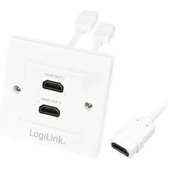 Priză de perete HDMI LogiLink AH0015, 2 porturi, alb