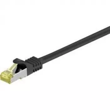 Wentronic GoobayCat.7 Raw Cable Patch Cable, S/FTP (PiMF), Black, 0.5 m - LSZH Halogen-Free, Copper, RJ45 Plug (91581)