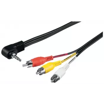 Cablu adaptor Wentronic Goobay jack 3,5 mm/RCA, 1,5 m - mufă jack 3,5 mm (4 pini, stereo) 90° > 3x mufă RCA (50209)