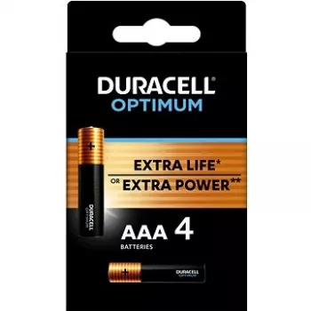 Baterii alcaline Duracell OPTIMUM AAA set de 4 — energie de lungă durată pentru dispozitive mici
