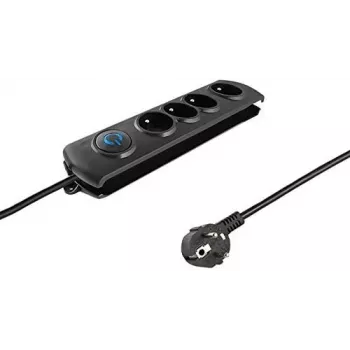 Prelungitor Qoltec 50105 cu protecție la supratensiune, 4 prize, negru