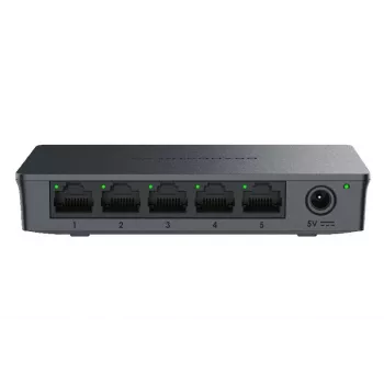 Switch Grandstream GWN7700 Layer 2 unmanaged 5 porturi Gigabit capacitate de comutare 10Gbps 802.1p QoS negru desktop/montare pe perete 5VDC