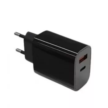 Wall charger 2x3A USB C + USB A Power Delivery black