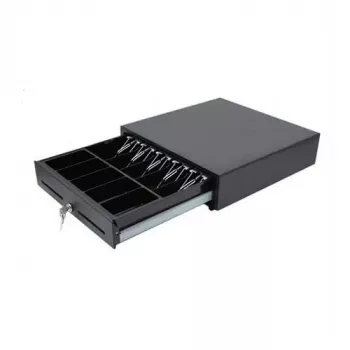 TCS HS-410A 410 (L) x 415 (A) x 100/114 (Î) mm 8 monede/4 bancnote (clemă din sârmă metalică) DC24V cu RJ11, microîntrerupător cu două fante pentru suporturi standard. (HS-410A)