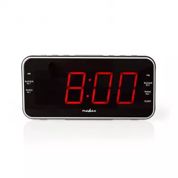 Radio-reveil Nedis CLAR004BK cu afișaj LED, tuner FM, alarmă dublă, proiecție, AUX, negru