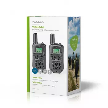 Set stații radio Nedis WLTK0500BK, rază de acțiune 5 km, 8 canale, PMR446