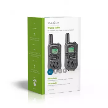 Set stații radio Nedis WLTK0500BK, rază de acțiune 5 km, 8 canale, PMR446