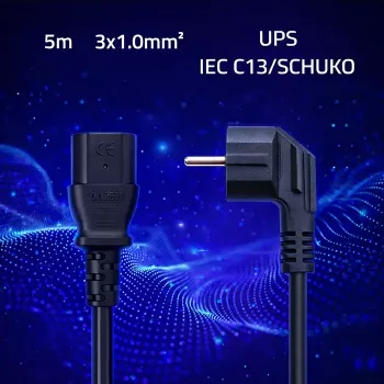 QOLTEC Cablu de alimentare SCHUKO CEE ștecher colțar IEC C13 5m negru