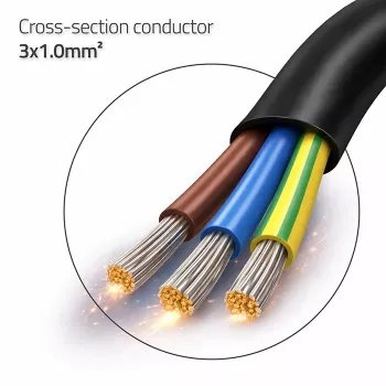 QOLTEC Power Cable SCHUKO CEE Angled Plug Cu Stripped 1.5m Black