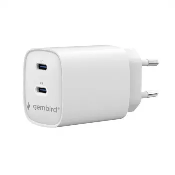 Încărcător de perete Gembird TA-UC-2C-PD45-01-W 45W USB-C cu două porturi alb
