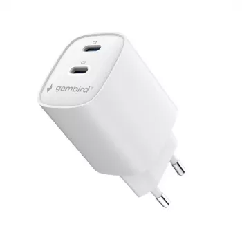 Încărcător de perete Gembird TA-UC-2C-PD45-01-W 45W USB-C cu două porturi alb