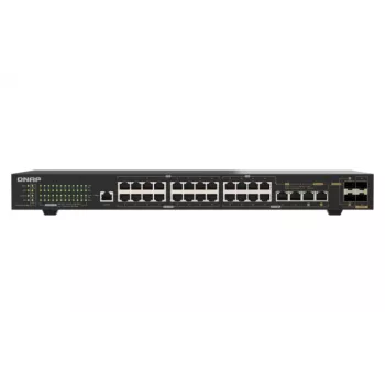QNAP QSW-M2130P-2C2S26T Switch rack 26 porturi 2.5GbE PoE++ managed Layer 2 cu 2x 10GbE SFP+ și 2x 10GbE porturi combo, buget PoE 370W
